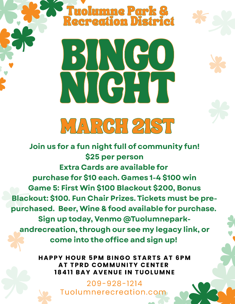 TPRD Bingo Night March 21st 