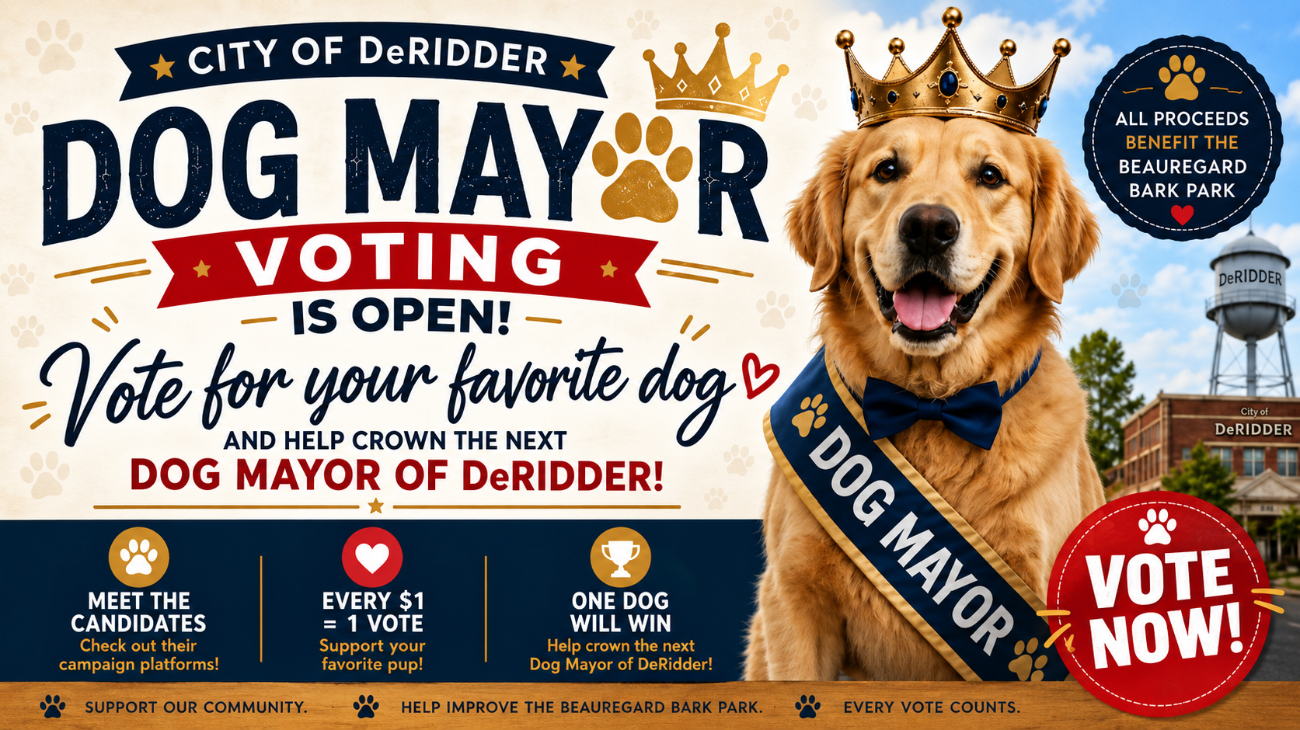 Vote for the City of DeRidder Dog Mayor
