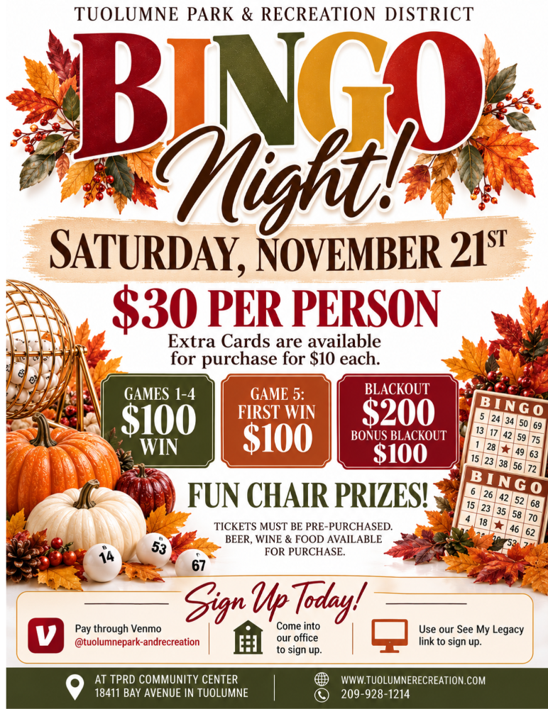 Fall Bingo 11/21/26